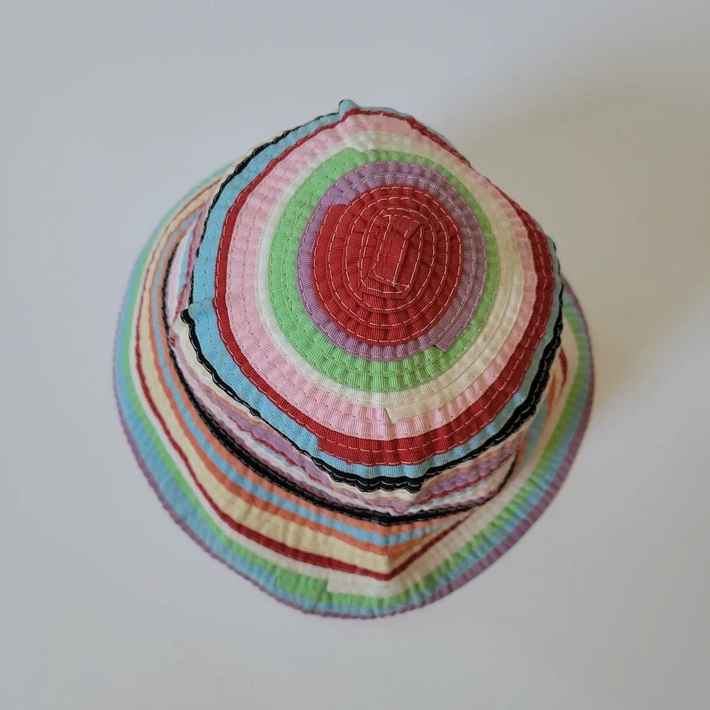 Filippo Catarzi Bucket Hat Multicolor Woven Stripe Ribbon Festival Vintage Y2K‎